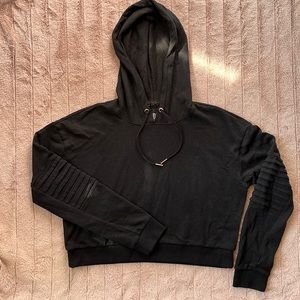 Victoria’s Secret cropped black moto hoodie - size medium